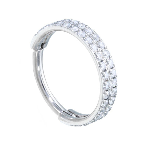 Double crystal ring | clicker titan | Silverfärg